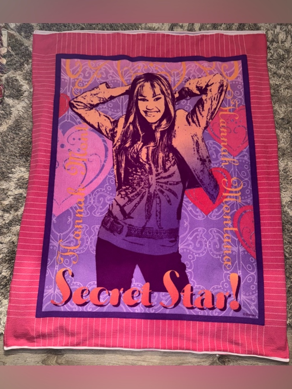 Hannah Montana Ultra Rare Miley Cyrus Archives SECRET STAR Fleece throw blanket